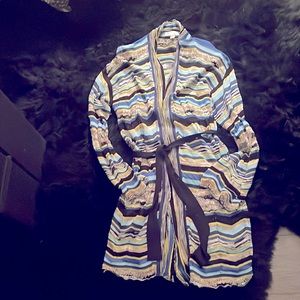 M Missoni Long Belted Multicolor Cardigan Size 4